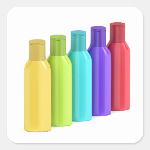 Sticker Carré Bouteilles en plastique pour liquides cosmétiques