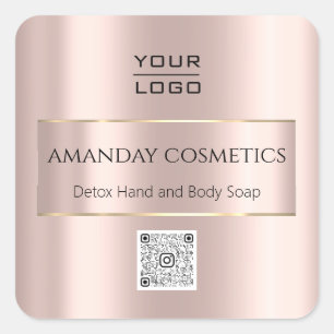 Sticker Carré Boutique Boutique en ligne Produit Rose QR Code Lo