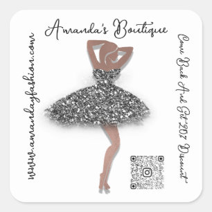 Sticker Carré Boutique Boutique Vêtements Qr Code noir Parties s