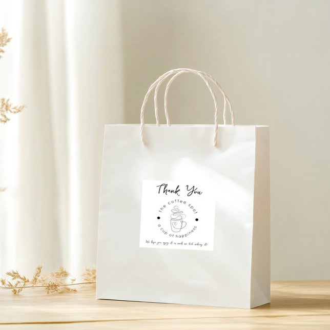 Sticker Carré Boutique De Café Personnalisée Ajouter Votre Logo  (Créateur téléchargé)