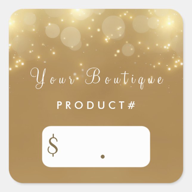 Sticker Carré Boutique de luxe Bokeh Glamor Boutique Prix Tags (Devant)