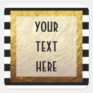 Sticker Carré Boutique de luxe en or moderne sur bande blanche n