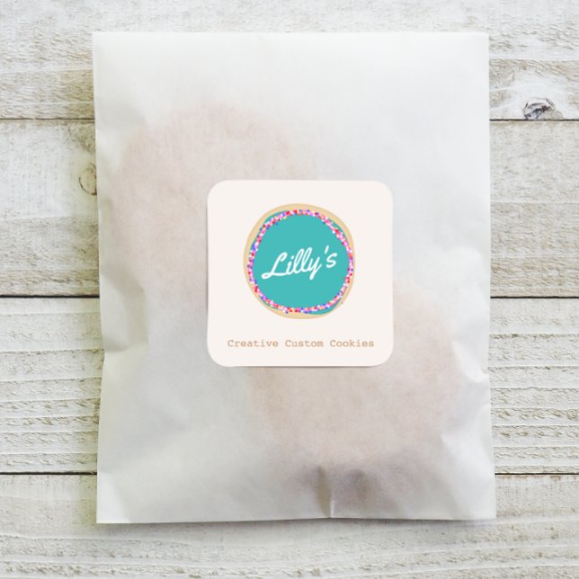 Sticker Carré Boutique de pâtisserie Cookie personnalisé personn (Créateur téléchargé)