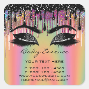 Sticker Carré Boutique d'extension de cils Corail Noir Holograph