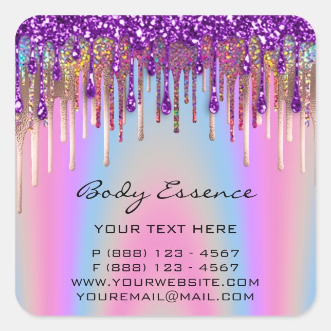 Sticker Carré Boutique d'extension de cils Holographique Pastel  (Devant)