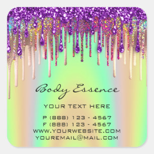 Sticker Carré Boutique d'extension de cils holographique violet