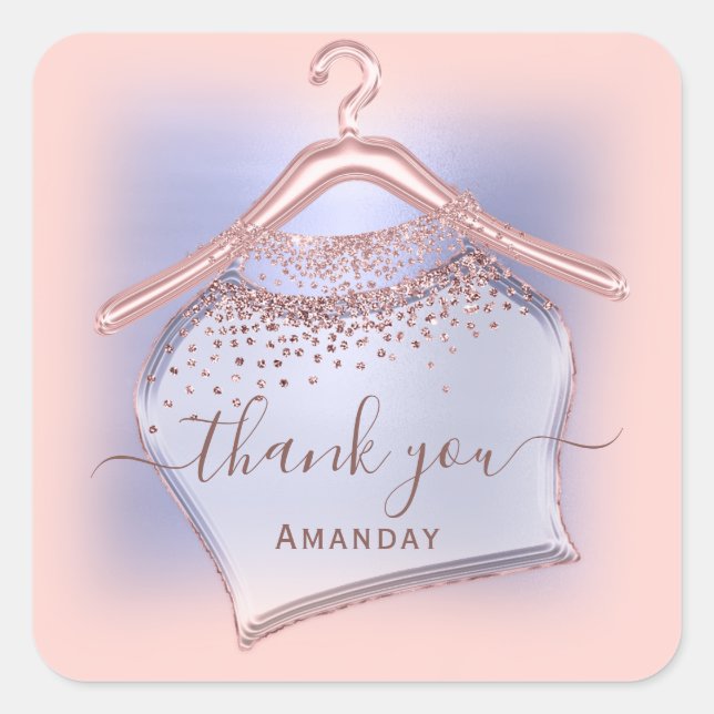 Sticker Carré BOUTIQUE EN LIGNE BOUTIQUE EN Merci Rose bleu (Devant)