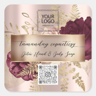 Sticker Carré Boutique en ligne Logo QRCode Rose de produit phot