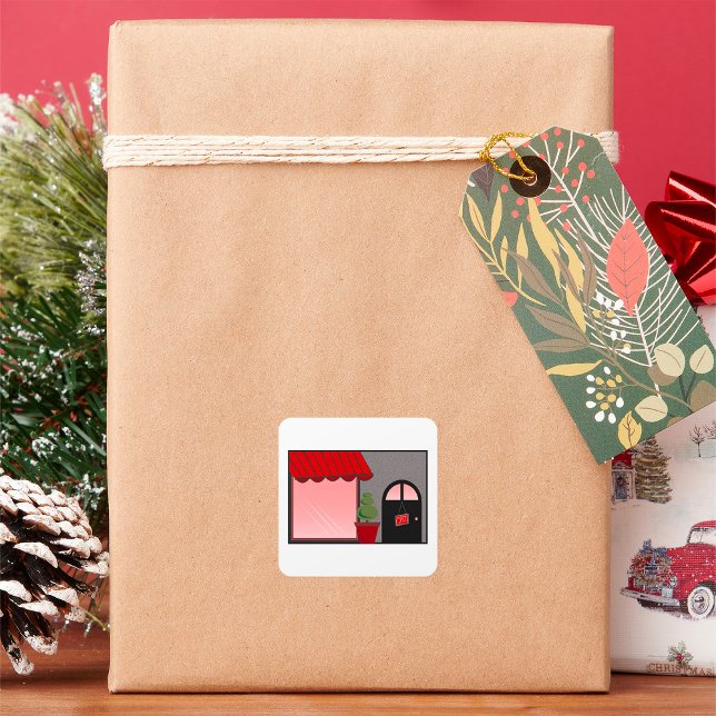 Sticker Carré Boutique ouverte du magasin (Créateur téléchargé)