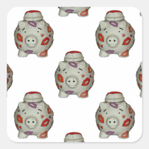 Sticker Carré Bouton à lèvres adorable