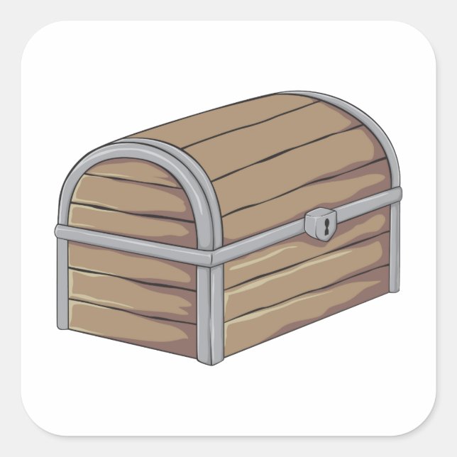 Sticker Carré Bouton de poitrine au trésor en bois antique perso (Devant)