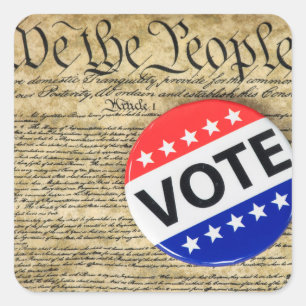 Sticker Carré Bouton du vote sur la Constitution américaine