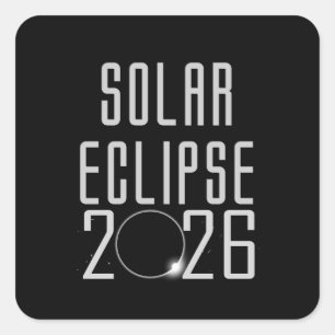 Sticker Carré Bouton Éclipse solaire 2026