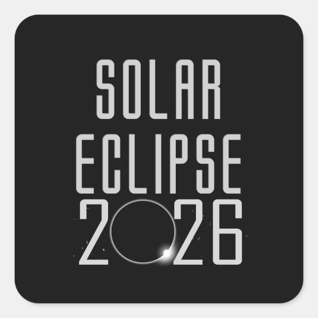 Sticker Carré Bouton Éclipse solaire 2026 (Devant)