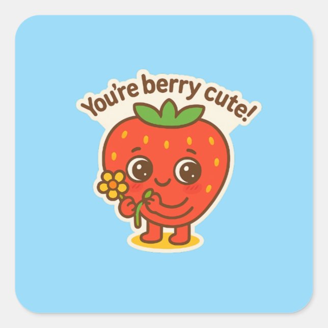 Sticker Carré Bouton mignon Berry (Devant)