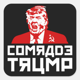 Sticker Carré Bouton Trump : "COMRADE TRUMP" (Noir)