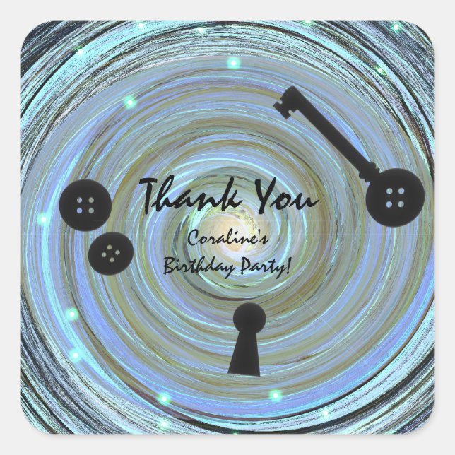 Sticker Carré Bouton Yeux & Skeleton Key Autre Monde Party (Devant)