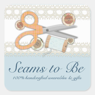 Sticker Carré Boutons de ciseaux à coudre personnalisés filetage