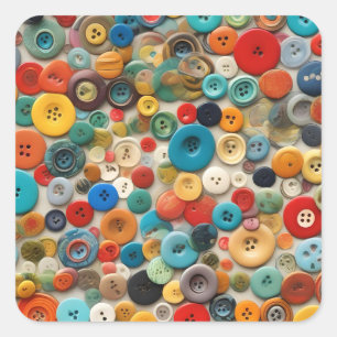 Sticker Carré Boutons de couleur pour coudre.