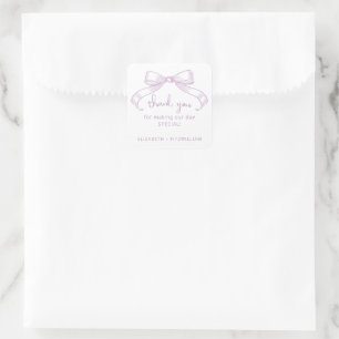 Sticker Carré Bow à croquis romantique Lilac Merci est favorab