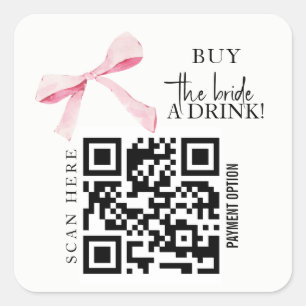 Sticker Carré Bow Bachelorette Acheter Mariée boire code QR