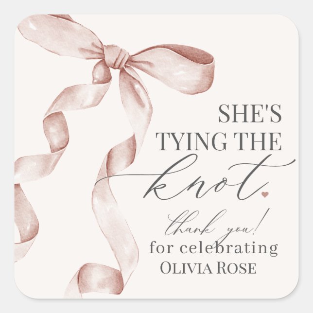 Sticker Carré Bow beige nouer la Fête des mariées Party Favorise (Devant)