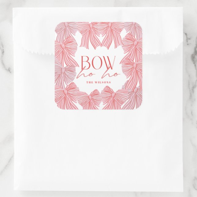 Sticker Carré Bow Ho Ho Red & Rose Bows Noël (Sac)