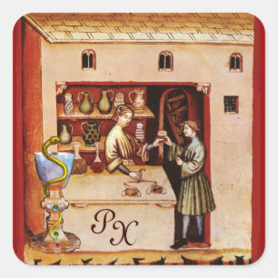 Sticker Carré BOWL OF HYGEIA MONOGRAM Medicine, Pharmacie