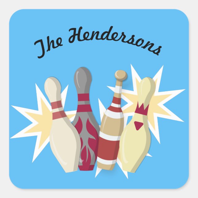 Sticker Carré Bowling de style vintage (Devant)