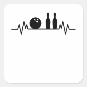 Sticker Carré Bowling Heartbeat Bowler Pins Bowling Player Cadea