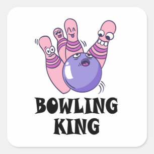 Sticker Carré Bowling King Childrens fête d'anniversaire