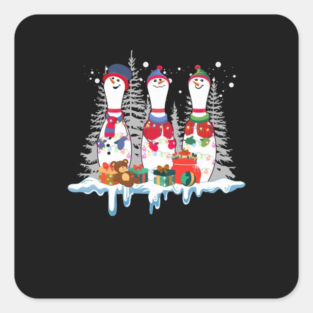 Sticker Carré Bowling Pyjama Lumières Reindeer Père Noël Fun (Devant)