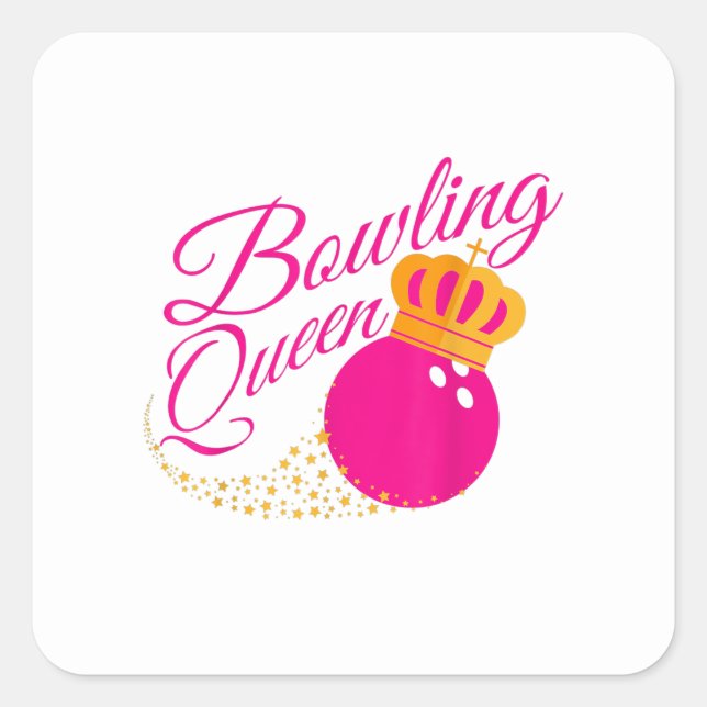 Sticker Carré bowling queen drôle cadeau filles bowlers (Devant)