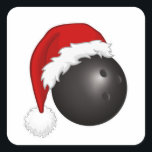 Sticker Carré Bowling Sport fans Santa hat Christmas Xmas<br><div class="desc">Fun,  cheerful,  Xmas design for Bowling fans and bowl players. A christmas sweatshirt ou t-shirt to wear during te xmas holidays. Santa hat on bowling ball. Strike ! For every bowling fan !</div>