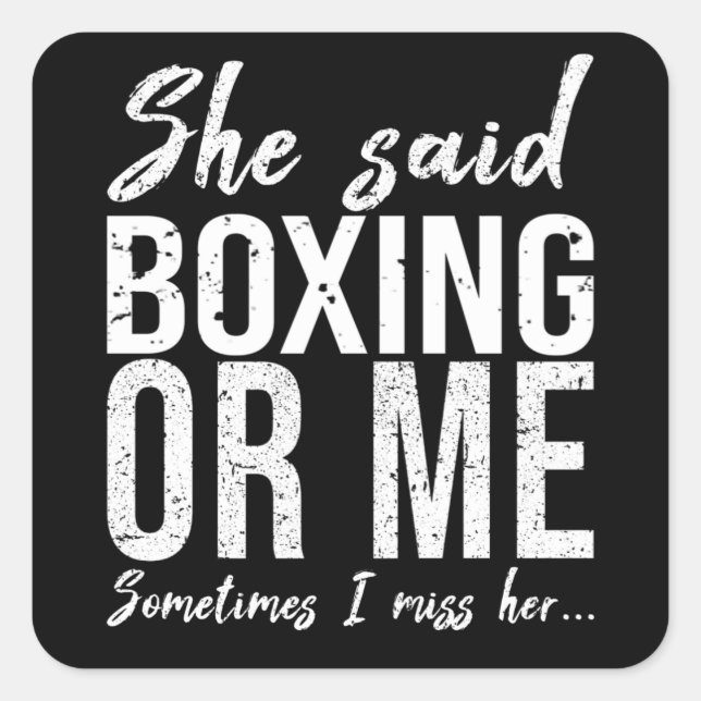 Sticker Carré Boxe drôle de sport idée cadeau (Devant)