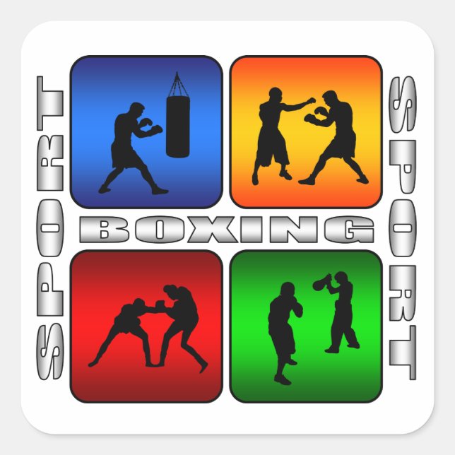 Sticker Carré Boxe spectaculaire (Devant)