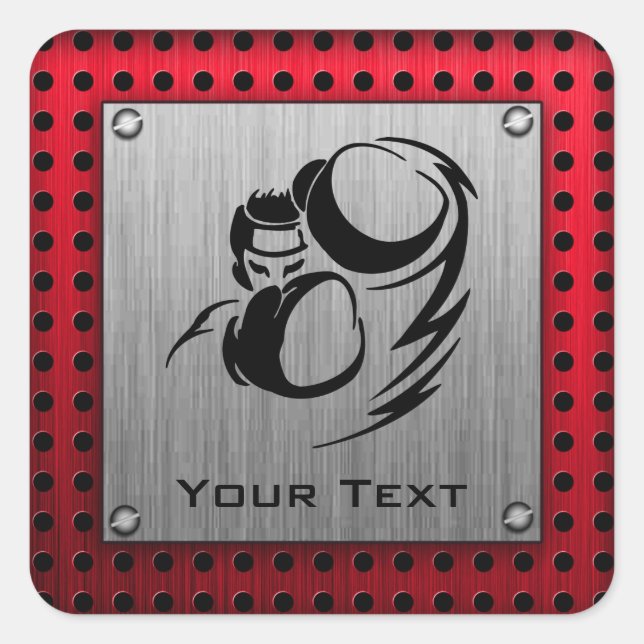 Sticker Carré Boxer en aluminium brossé (Devant)