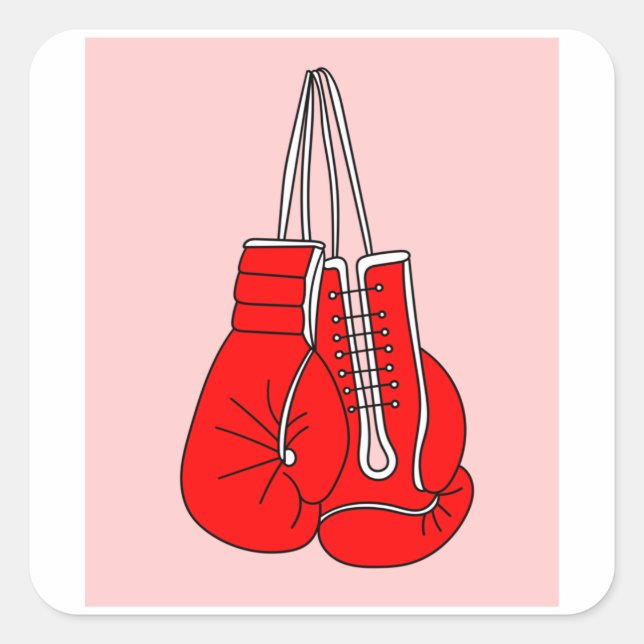 Sticker Carré Boxer Femme Boxer Retro Boxing Gants (Devant)
