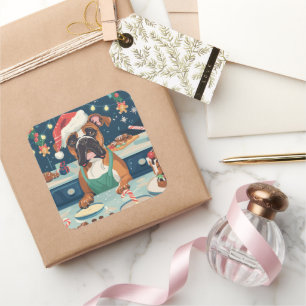Sticker Carré Boxer Gîtes : Noël festif