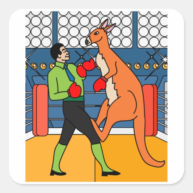 Sticker Carré Boxing Glove Boxing Kangaroo Combattre (Devant)