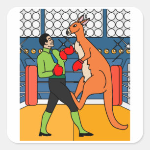 Sticker Carré Boxing Glove Boxing Kangaroo Combattre