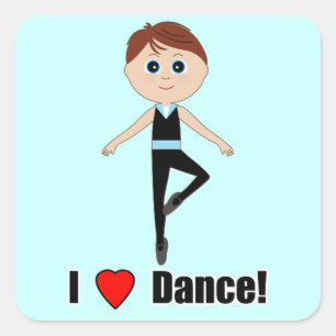 Sticker Carré Boy Ballet Dancer : I Love Dance