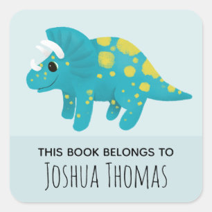 Sticker Carré Boys Cute Blue Dinosaur Cartoon Plate-forme pour e
