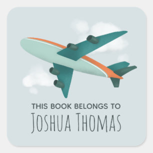 Sticker Carré Boys mignon avion Voyage Kids School Boite