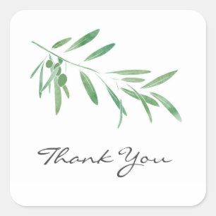 Sticker Carré Branche d'olive aquarelle