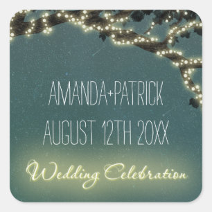 Sticker Carré Branche Enchantée Mariage rustique Faveurs Phoques