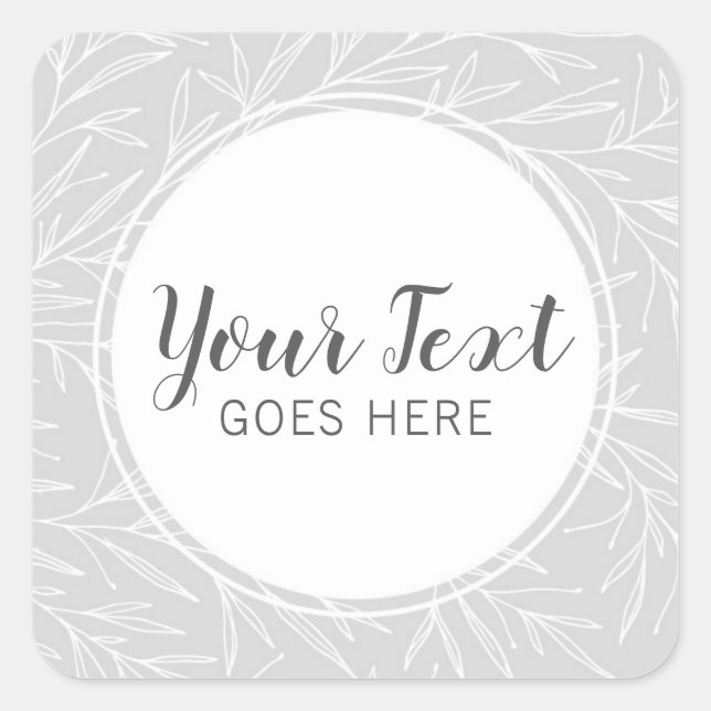 Sticker Carré Branches de feuilles botaniques modernes minimalis (Devant)