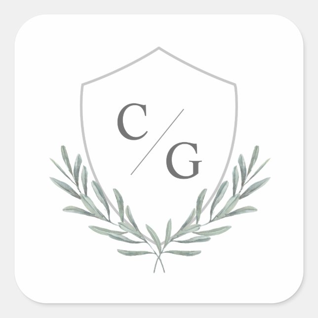 Sticker Carré Branches d'olive Monogram Crest (Devant)
