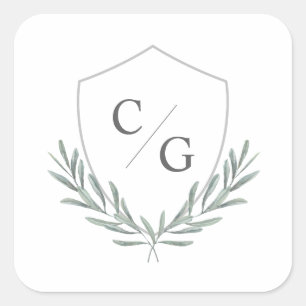 Sticker Carré Branches d'olive Monogram Crest