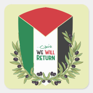Sticker Carré Branches du drapeau et de l'olivier palestiniens